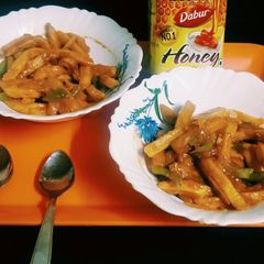 A picture of Honey chilli garlic potatoes.