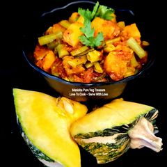 Clusterbeans Pumpkin Curry - Gavar Kaddu Sabzi A picture of Clusterbeans Pumpkin Curry - Gavar Kaddu Sabzi.