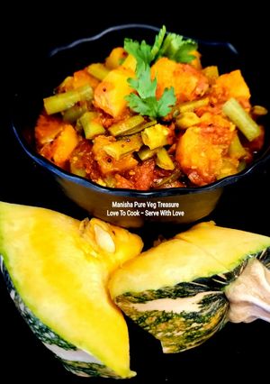 A picture of Clusterbeans Pumpkin Curry - Gavar Kaddu Sabzi.