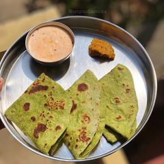 Palak/ Spinach Paratha A picture of Palak/ Spinach Paratha.