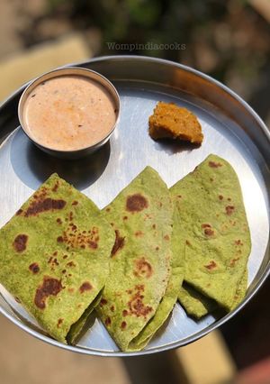 A picture of Palak/ Spinach Paratha.