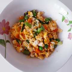 A picture of #619 telor orak arik mixed veggies.