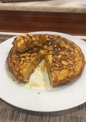 Una foto de Tortilla de calabaza al toque de queso curado