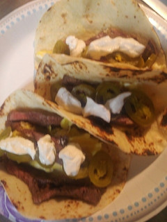 A picture of Roastbeef and Egg Tacos.