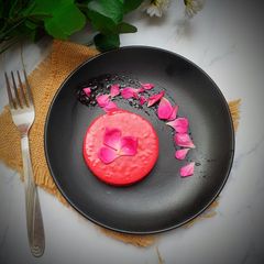Rose yogurt panna cotta A picture of Rose yogurt panna cotta.