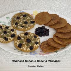 A picture of 🥞 Semolina Coconut Banana Pancakes (Microwave & Pan-Fried).