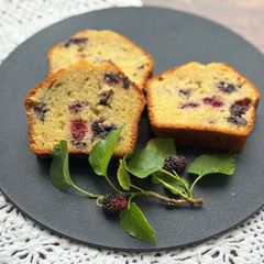 A picture of Mulberry Cake (Mulberry from my pot garden).
