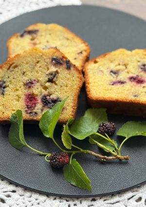 A picture of Mulberry Cake (Mulberry from my pot garden).