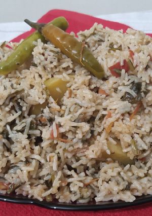 A picture of Spinach Rice 🥬🥬.