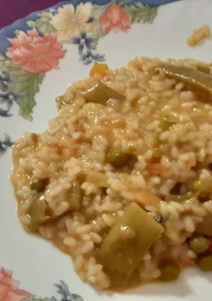 Una foto de Risotto de verduras y Cabrales (triple aprovechamiento)