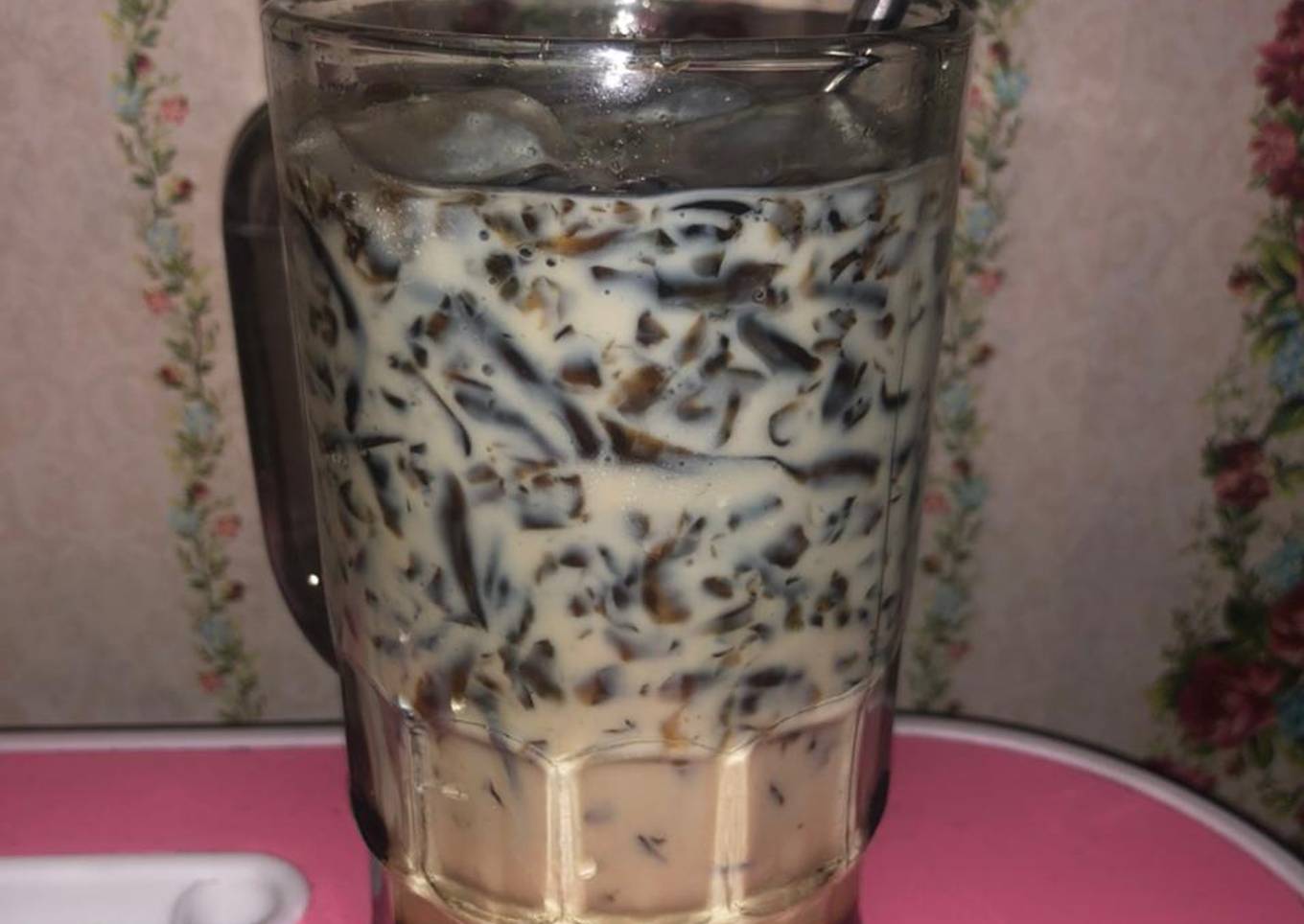 Grass Jelly Brown sugar fresh milk (es cincau hitam gula merah)