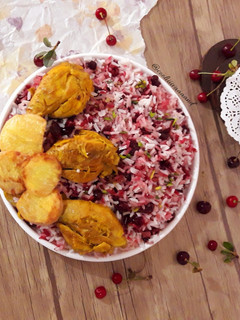 عکسی از دستور آلبالو پلو با مرغ