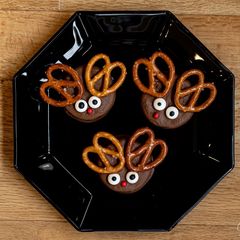 A picture of Rudolf the Reindeer Christmas dessert.