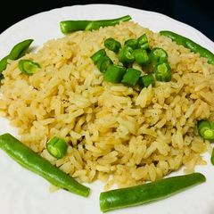 A picture of Rice cooked with liver leftover marinade.