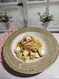 Spaghetti Tumis Tahu dan Telur Puyuh