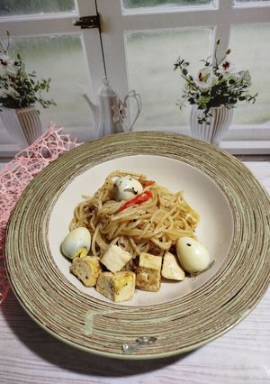 Foto resep Spaghetti Tumis Tahu dan Telur Puyuh