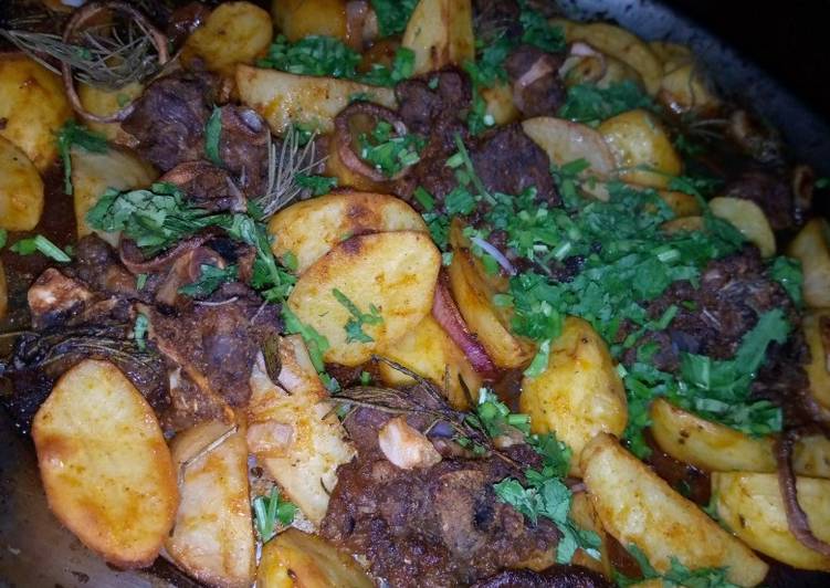Recipe of Homemade Oven roasted beef and herb potatoes