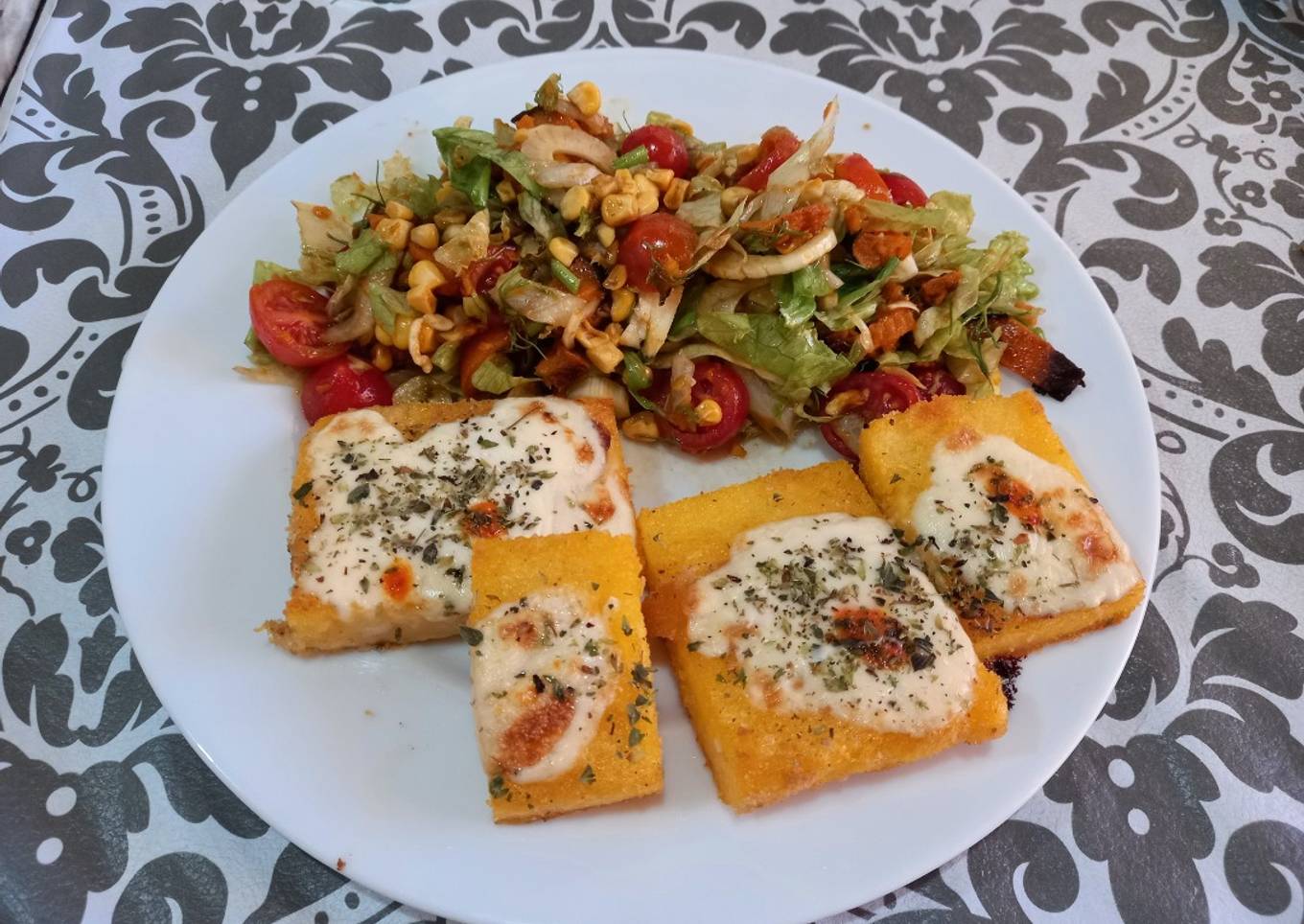 Polenta cuadrada al horno