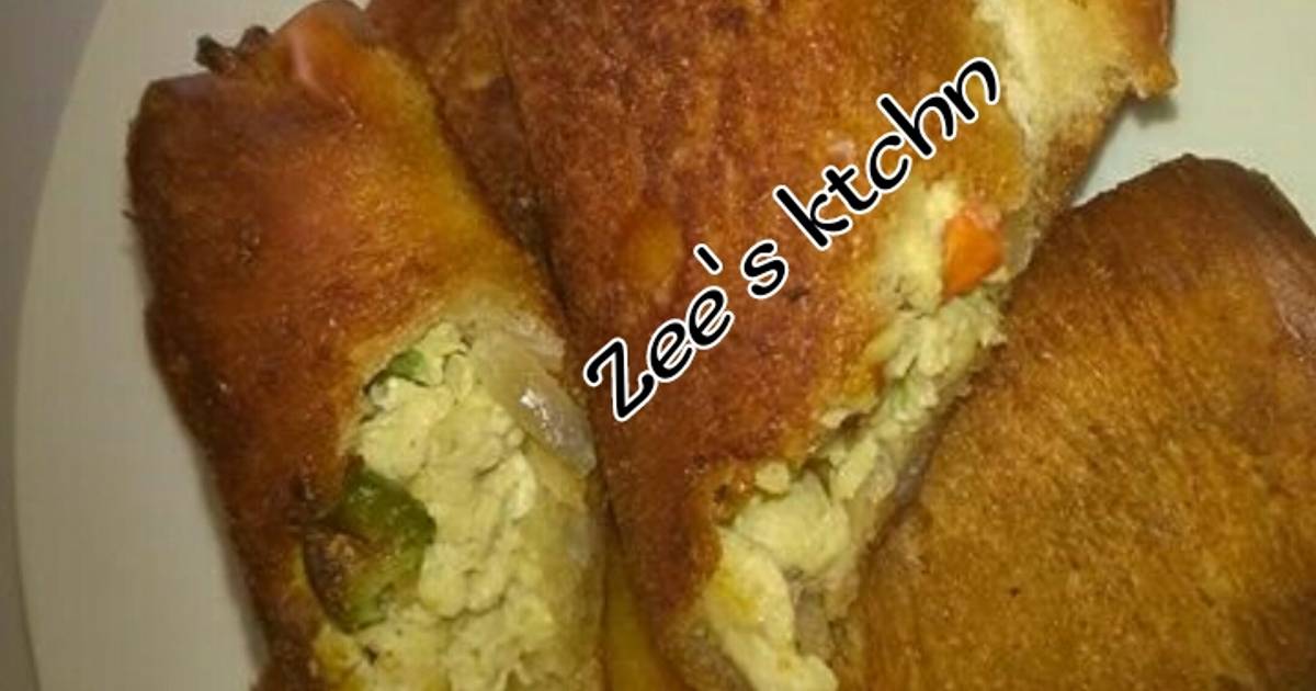 Bread roll and scramble egg filling Recipe by Zee's Kitchen Cookpad