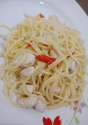 Foto resep Spaghetti Aglio Olio Chicken