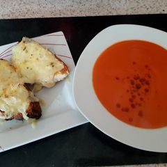 A picture of Cheese+Onion OnThick Toast With Tomato Soup.James Martin.