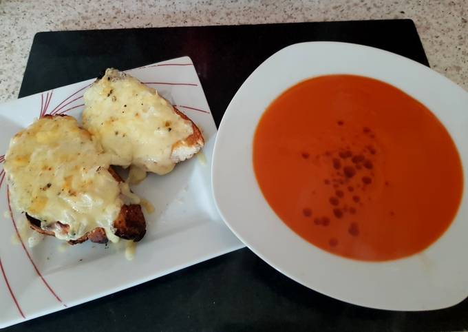 Step-by-Step Guide to Make Award-winning Cheese+Onion OnThick Toast With Tomato Soup.James Martin