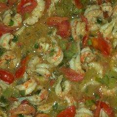 Creole Crawfish Etouffe with grape tomatoes A picture of Creole Crawfish Etouffe with grape tomatoes.