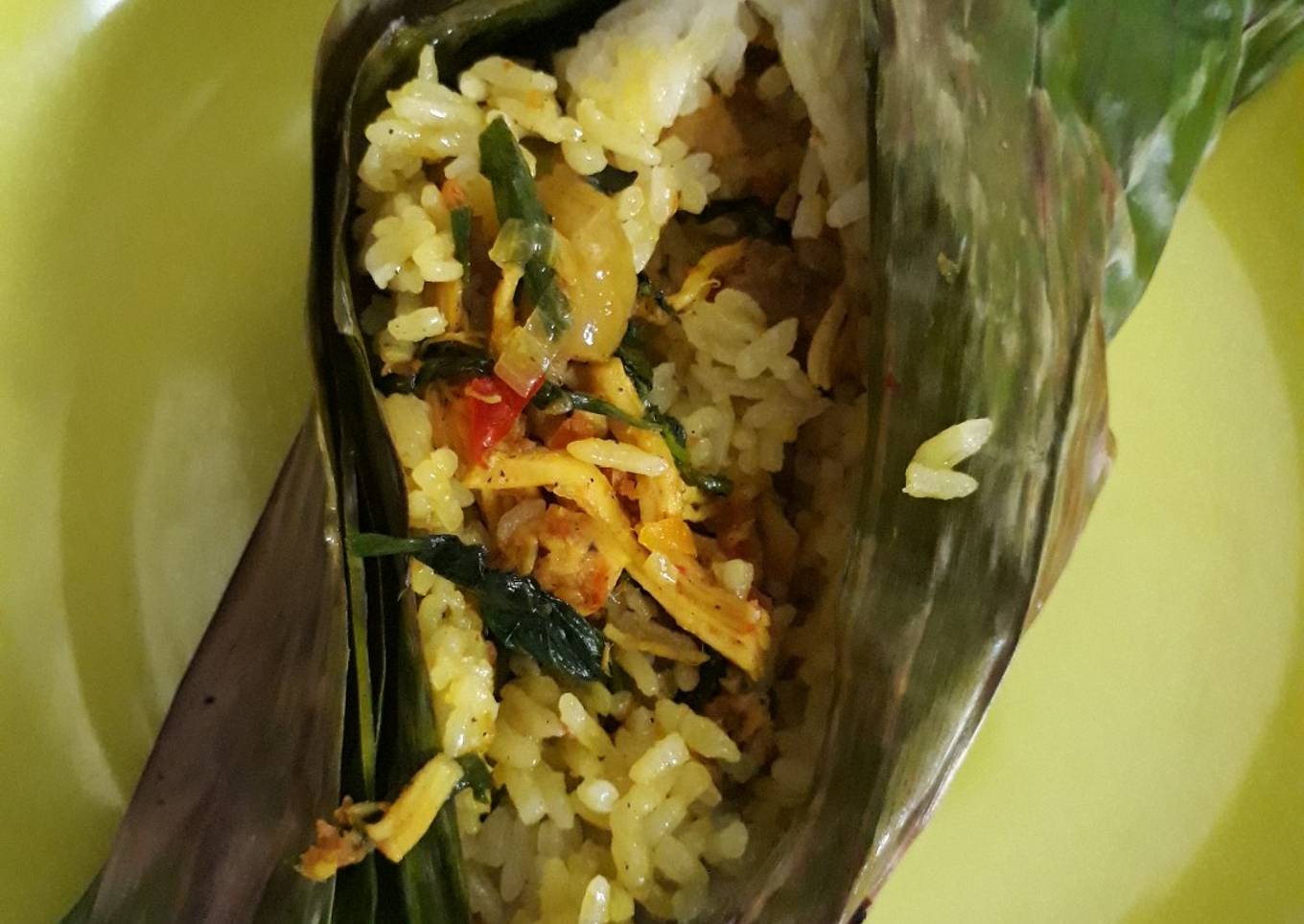 Nasi bakar ayam suwir Pakai Panggangan Keramik
