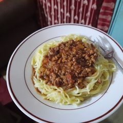 A picture of Pasta and minced meat #themechallenge.