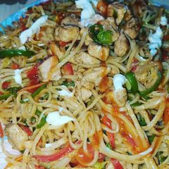 A picture of Veggie Chicken Spaghetti.