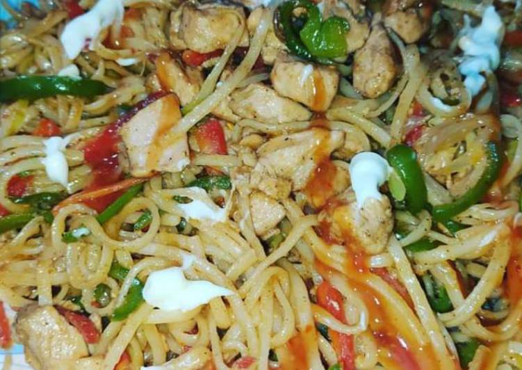 Steps to Make Speedy Veggie Chicken Spaghetti