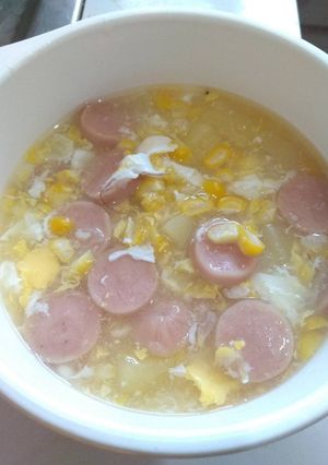 Foto resep Sup Ayam Jagung Sosis (mpasi 1y-able)