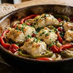 Una foto de Bacalao con pimientos