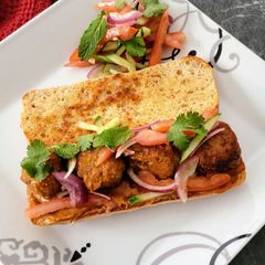 A picture of Coconut Curry Meatball Sandwich.