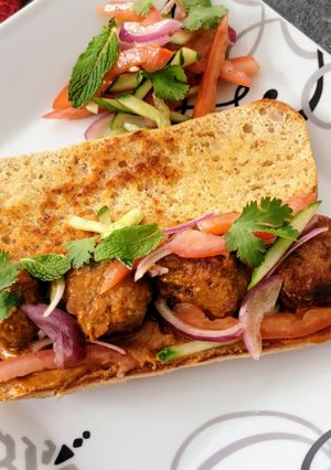 A picture of Coconut Curry Meatball Sandwich.