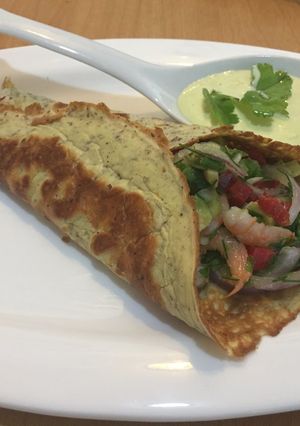 Una foto de Panqueques Rellenos con Ceviche de Camarón / Método Grez