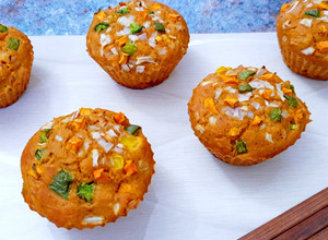 A picture of Eggless Savory Breakfast Muffins.