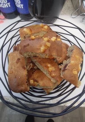 A picture of Banana cake bars. 🍌. Air fryer. low sugar.😋😋.