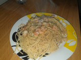 Espaguetis con gambas al ajillo