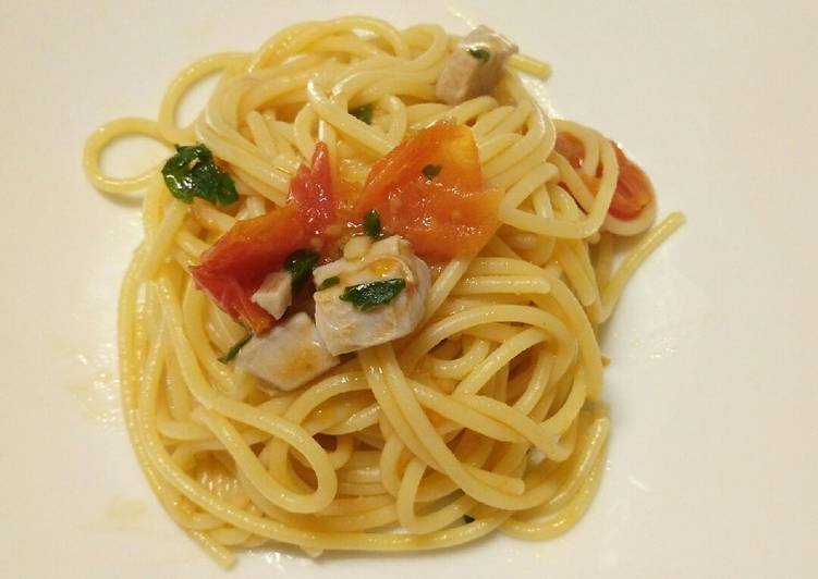 Recipe of Super Quick Homemade Spaghetti al tonno fresco tuna steak spaghetti