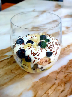 A picture of Blueberry delight trifle.
