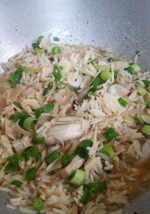 A picture of Spring onion biryani.