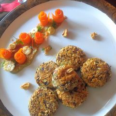 A picture of Walnut malai paneer papad kabab.