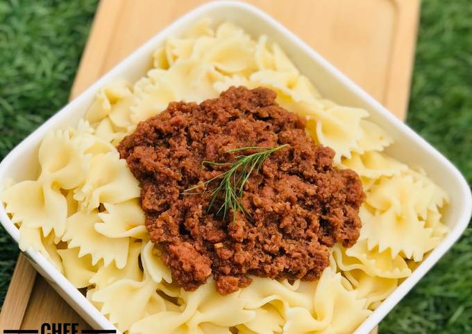 Jamaican style Corned beef x farfalle pasta