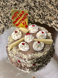 A picture of Eggless Black Forest cake 🎂.