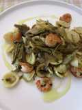 Orecchiette gamberi e carciofi