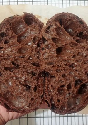 Foto resep Double Chocolate Sourdough Bread 80% (Oven Tangkring)