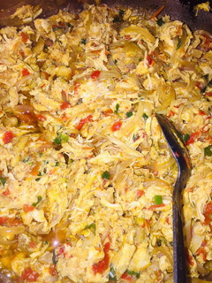 A picture of Shredded chicken sauce.