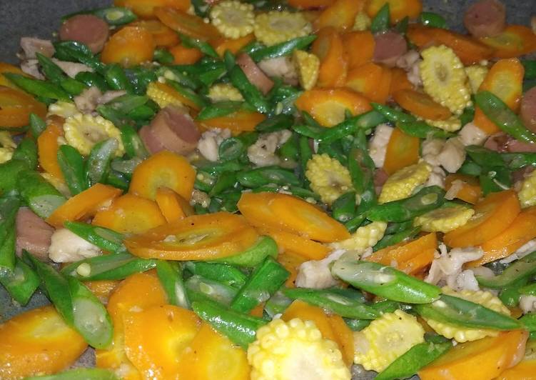 Oseng wortel, buncis dan baby corn
