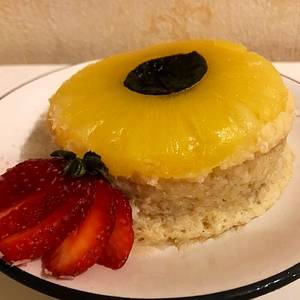 Torta invertida de ananá de avena al microondas light (mug cake fit)